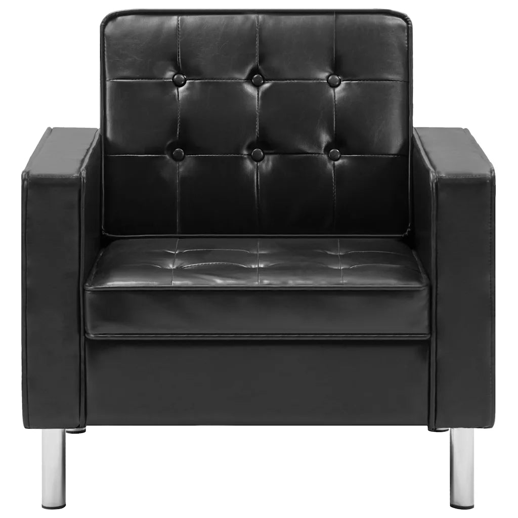 Divano Sedia-Poltrona Nera 75x70x75 cm Similpelle