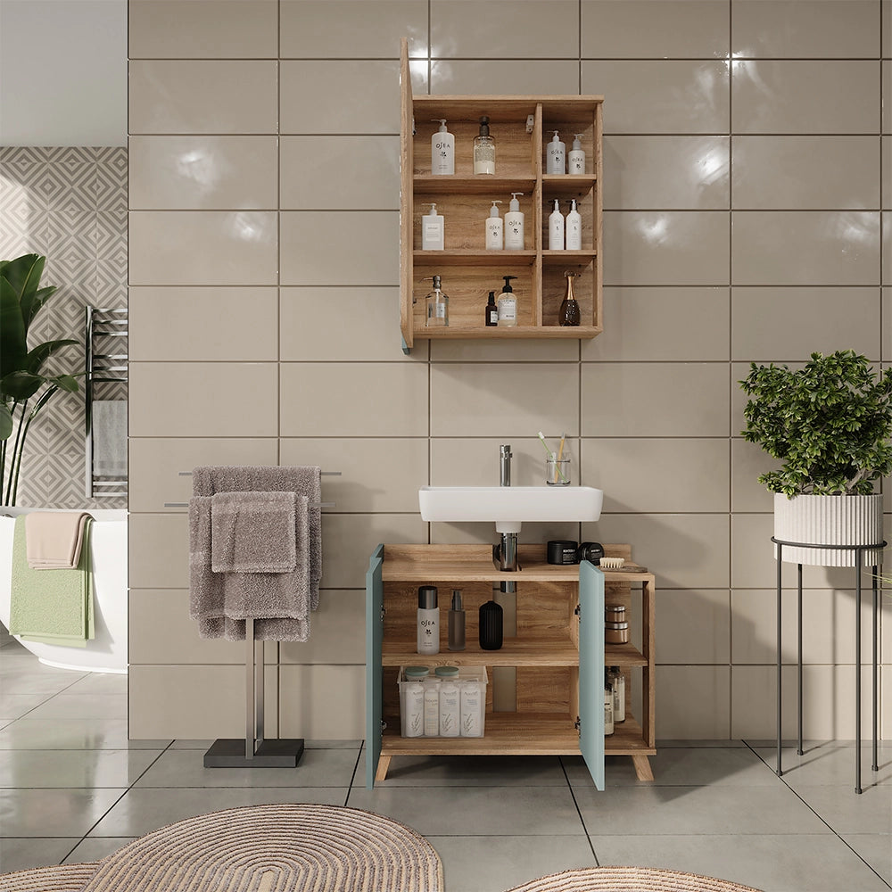 Vicco Set di mobili da bagno Sonoma/blu 2 parti