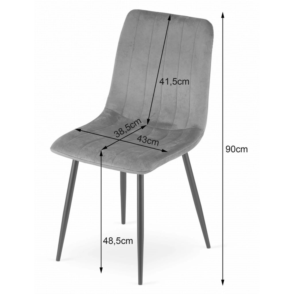 Sedia Lava in velluto grigio scuro e metallo nero