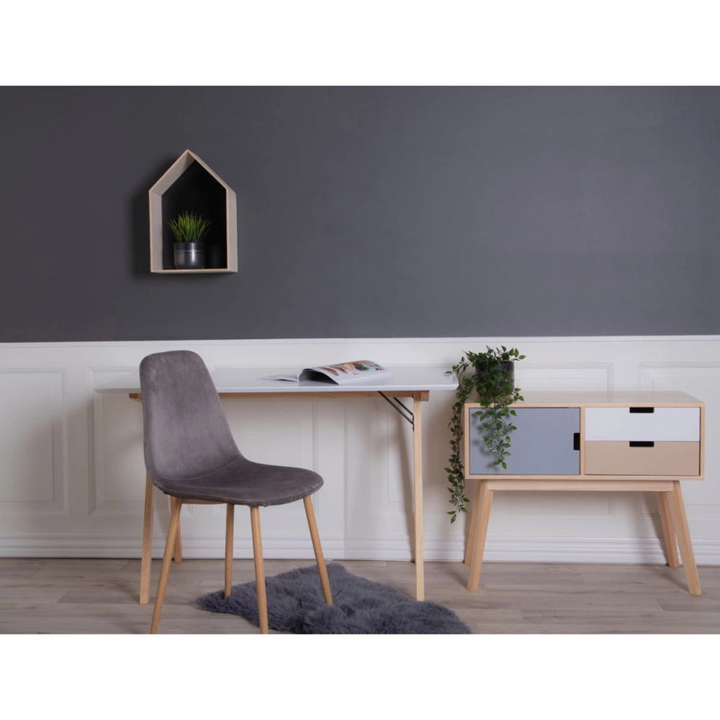 Scrivania Vojens, Bianco, MDF, 60x120x75 cm