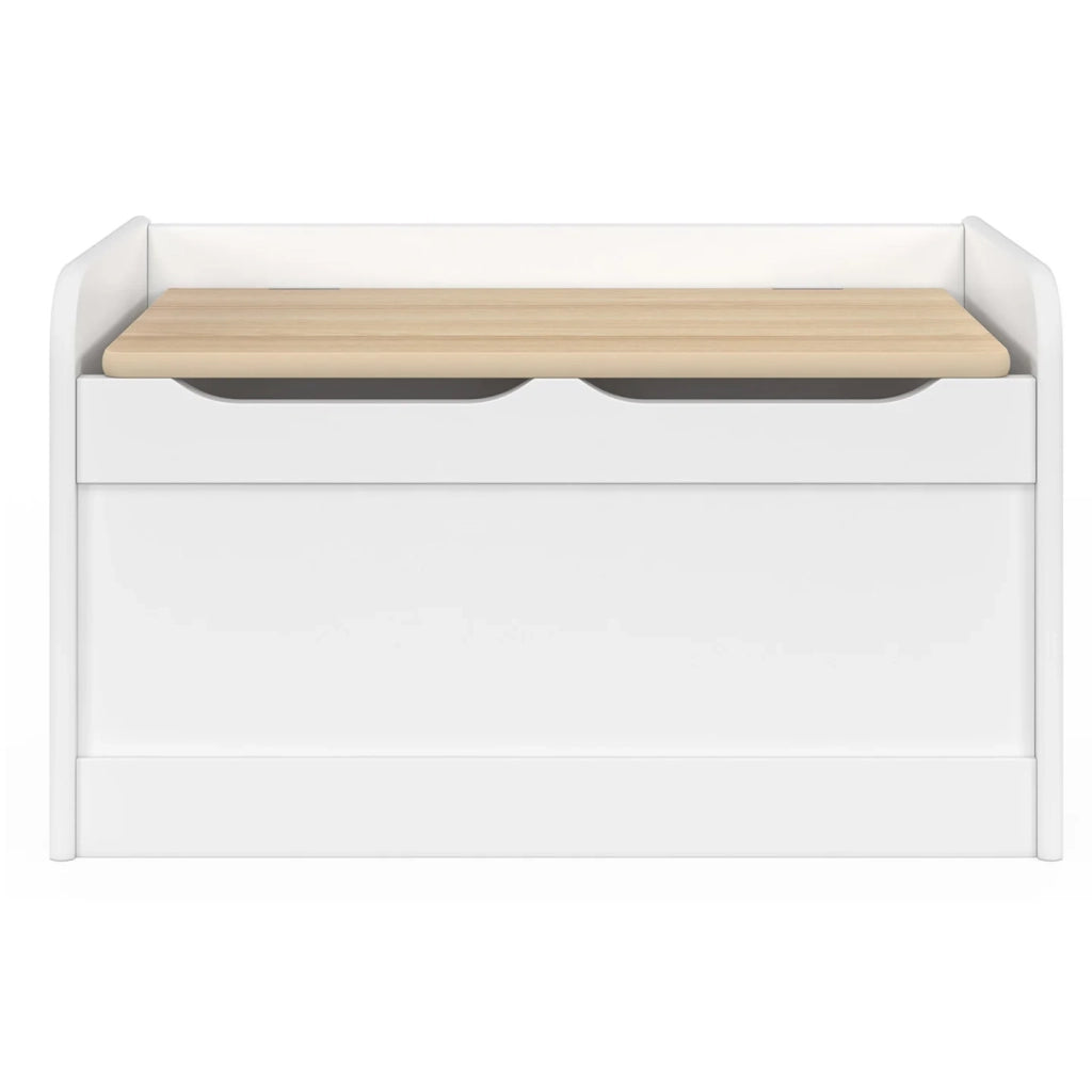 IDMarket - Panca portaoggetti per bambini LOGAN 60 cm in legno bianco e faggio