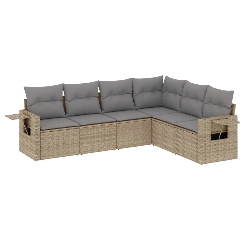 Set Divano da Giardino 6 pz con Cuscini Beige in Polyrattan 3252546