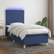 Letto a Molle con Materasso e LED Blu 90x200 cm in Tessuto 3135251