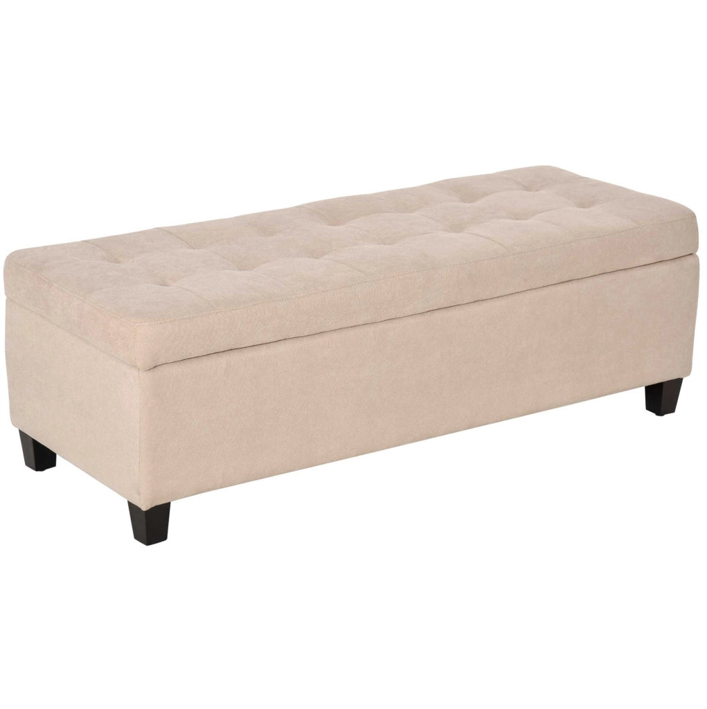 Panca imbottita contenitore beige 125 cm con coperchio