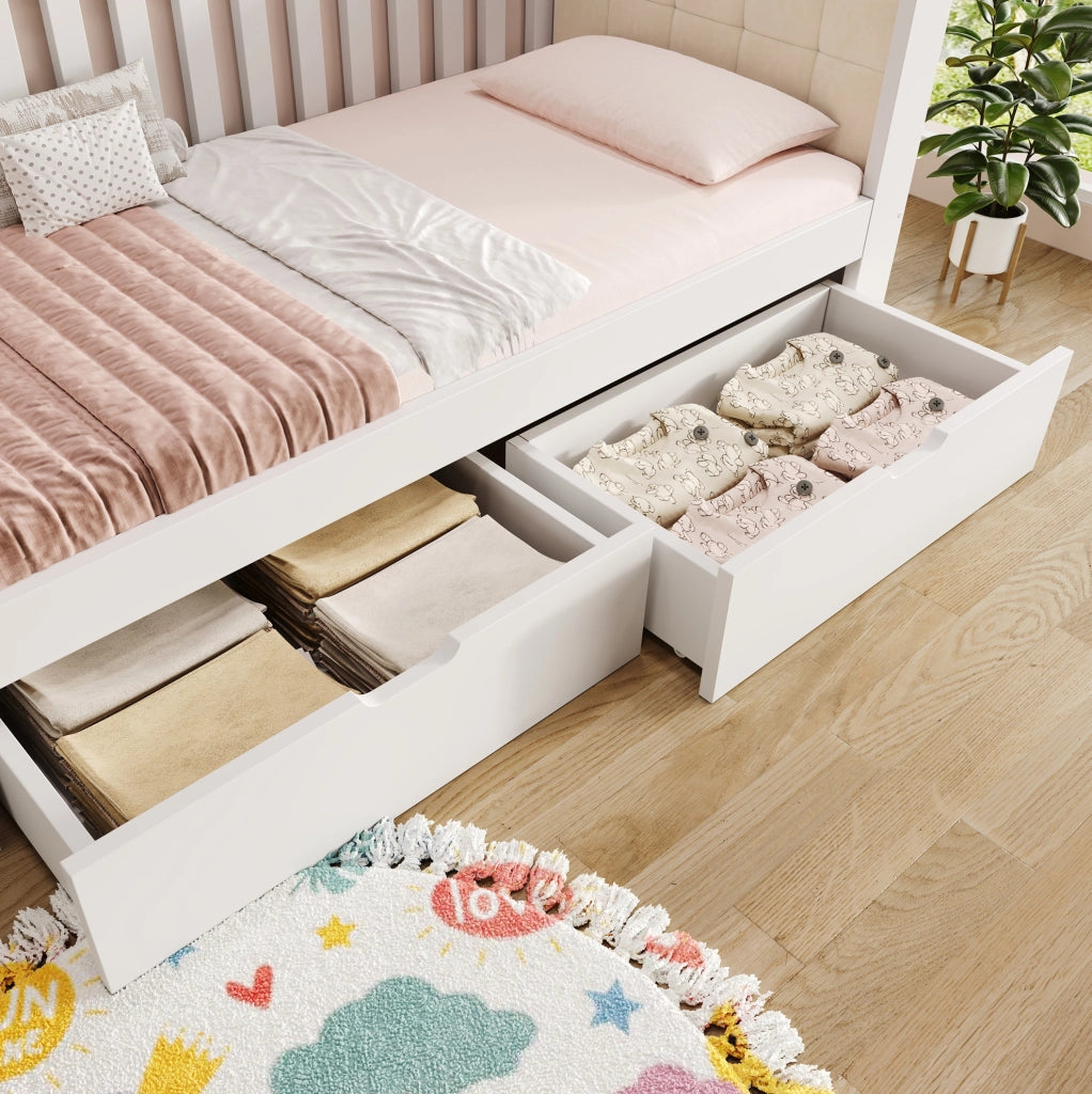 Daybed con letto estraibile 201 x 95 x 74 cm in legno bianco