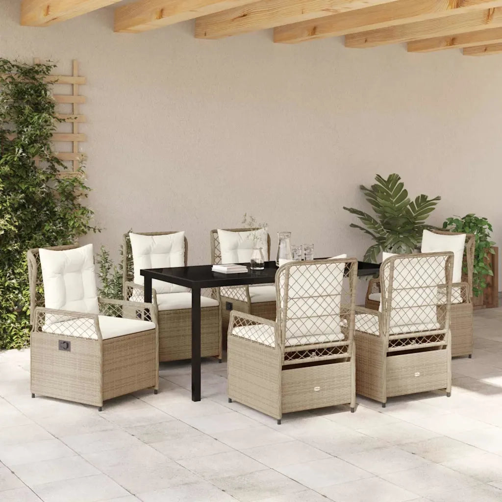 Set da Pranzo per Giardino 7 pcs Beige e Bianco Crema 3381013