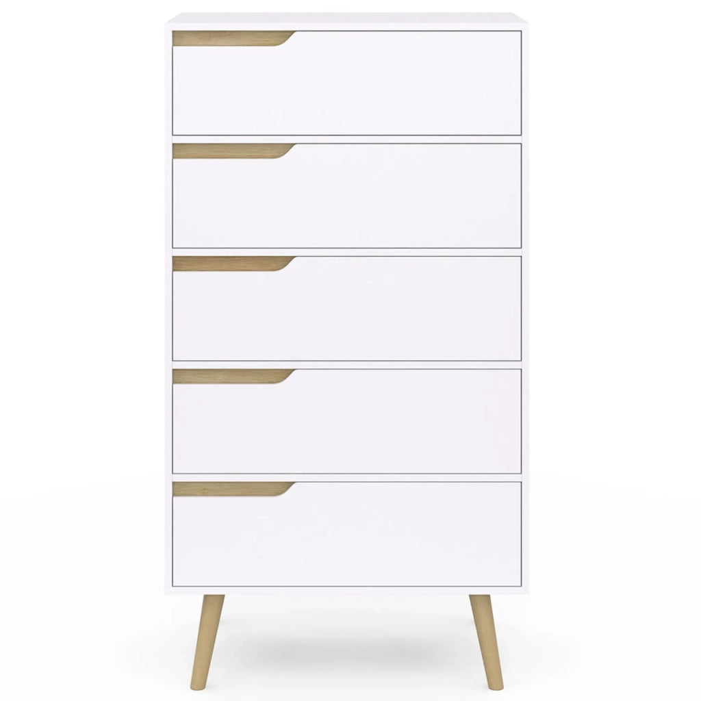 IDMarket - HELSINKI Cassettiera a 5 cassetti da 60 cm Chiffoniera scandinava bianca