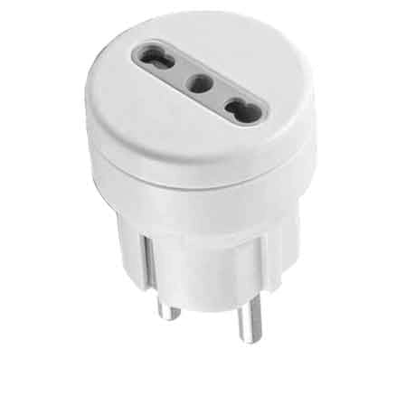 ADATTATORE SEMPLICE SCHUKO/BIVALENTE 10 A spina schuko 2P+T - presa 10/16A 2P+T