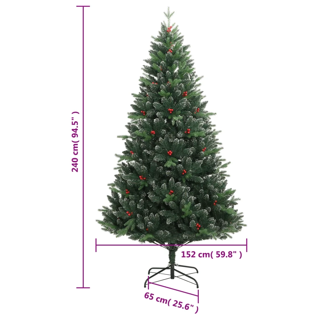 Albero Natale Artificiale Incernierato con Bacche Rosse 240 cm 356735