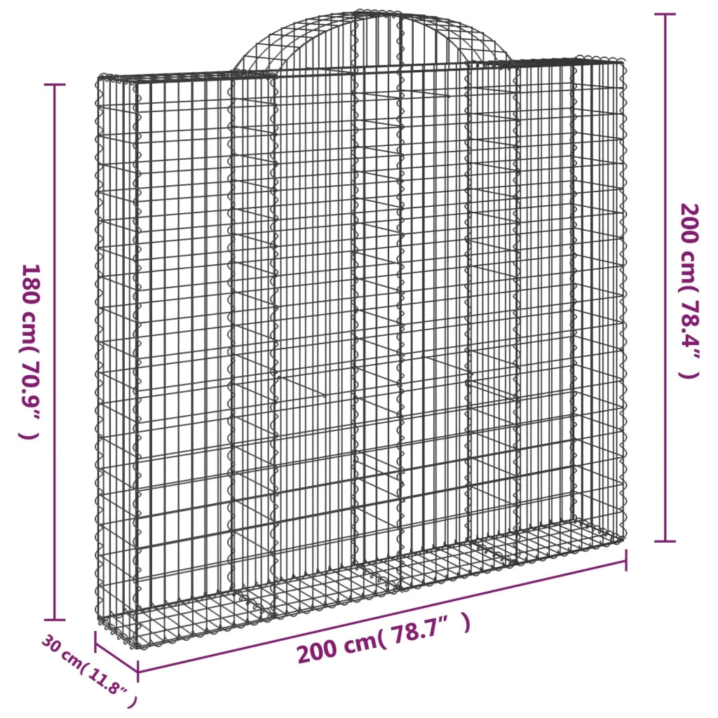 Cesti Gabbioni ad Arco 2 pz 200x30x180/200 cm Ferro Zincato 3146194