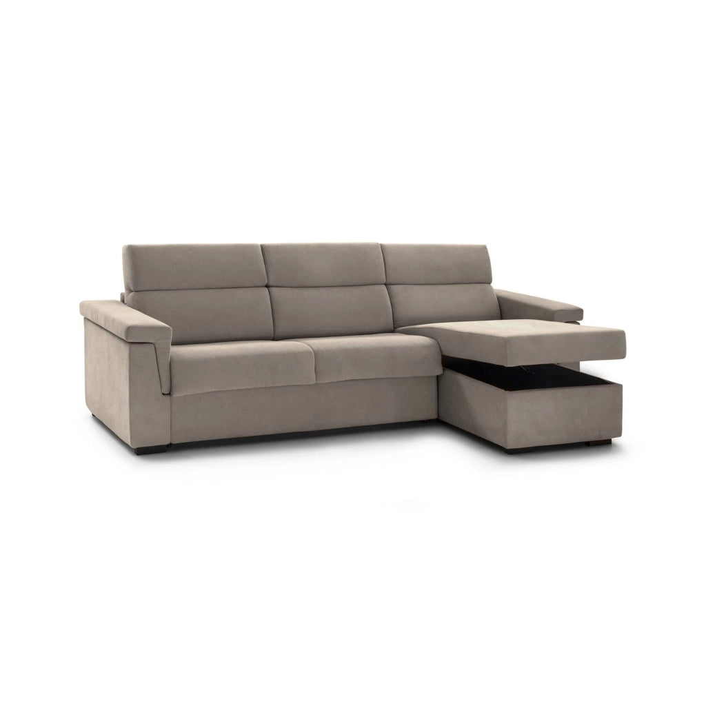 Cintano, Divano Fisso con Penisola Sfoderabile Made in Italy, 285x160 cm Grigio Tortora\