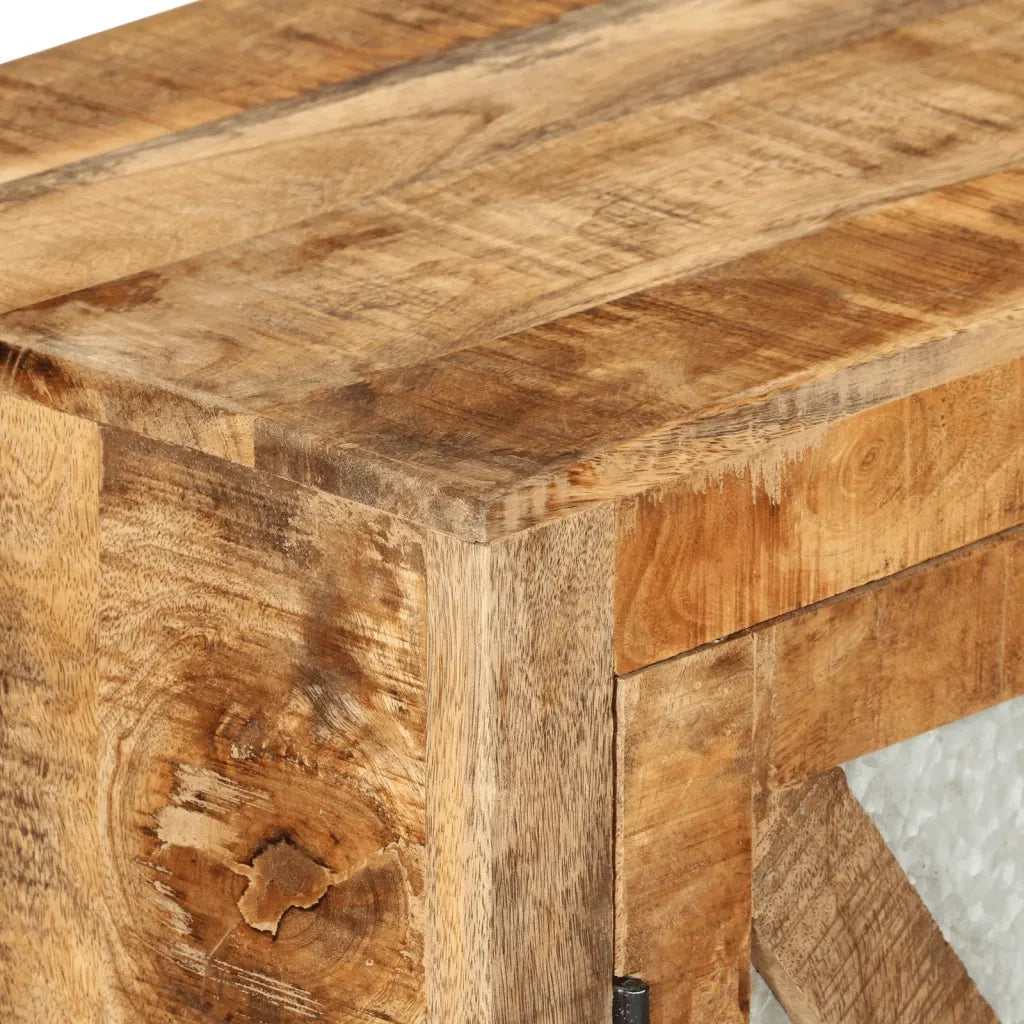 Credenza 80x30x71 cm in Legno Grezzo Massello Mango e Metallo 355842