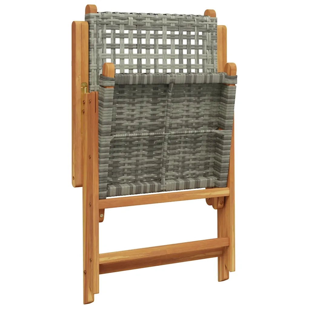 Set Pranzo da Giardino 7 pz Grigio Polyrattan e Legno Massello
