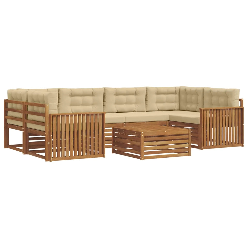 Set di divani da esterno con cuscino 7 pcs Naturale e Beige