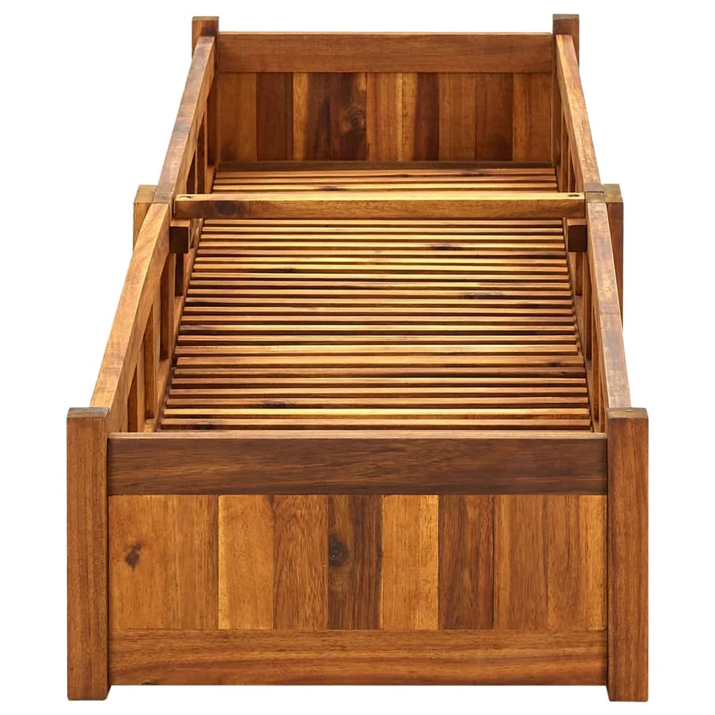 Fioriera rialzata per piante e fiori giardino 200 x 50 x 25 cm legno di acacia 02_0001187