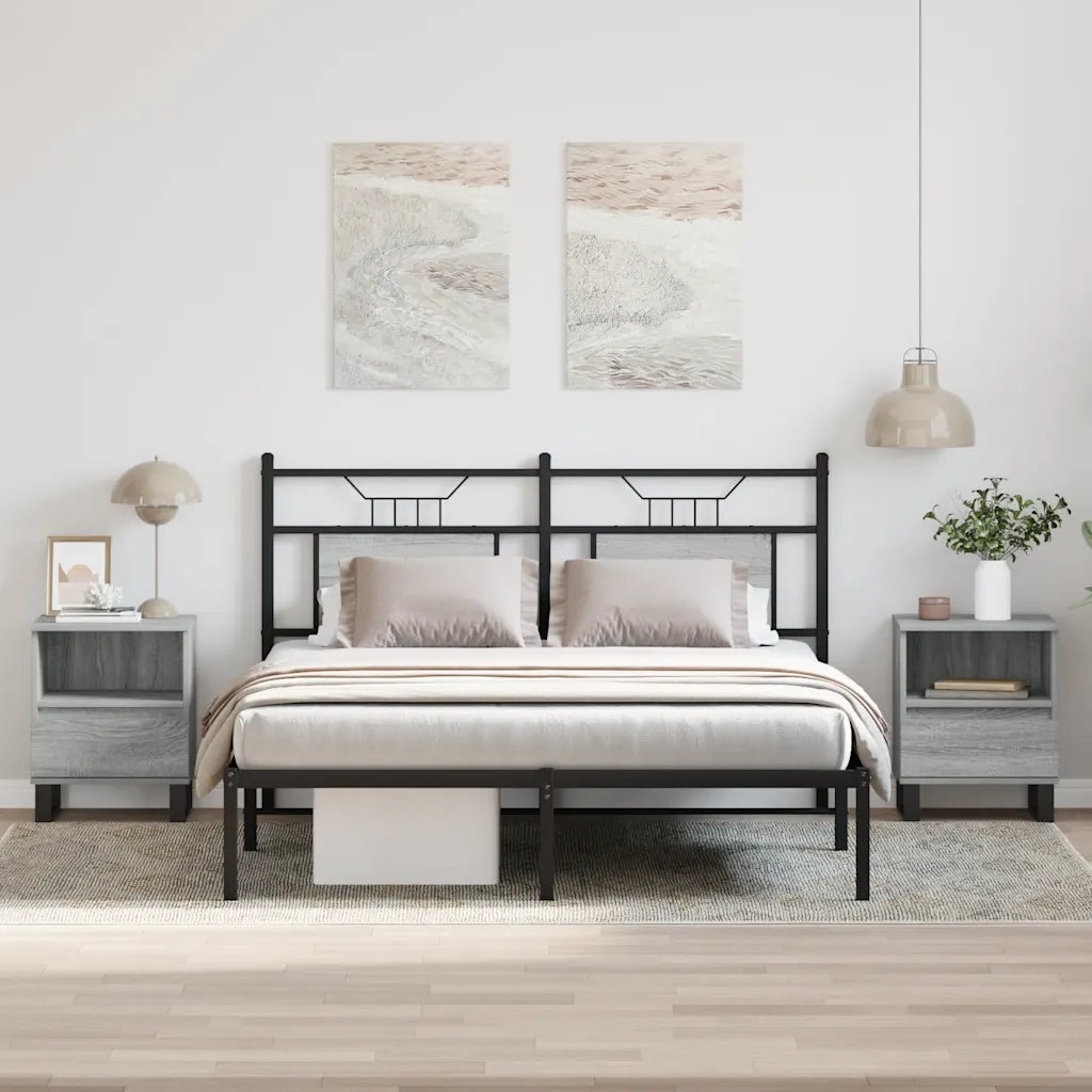 Set di 2 Comodini | Armadio da Notte | Mobiletto da notte Grigio Sonoma 40x35x50 cm in Legno Multistrato