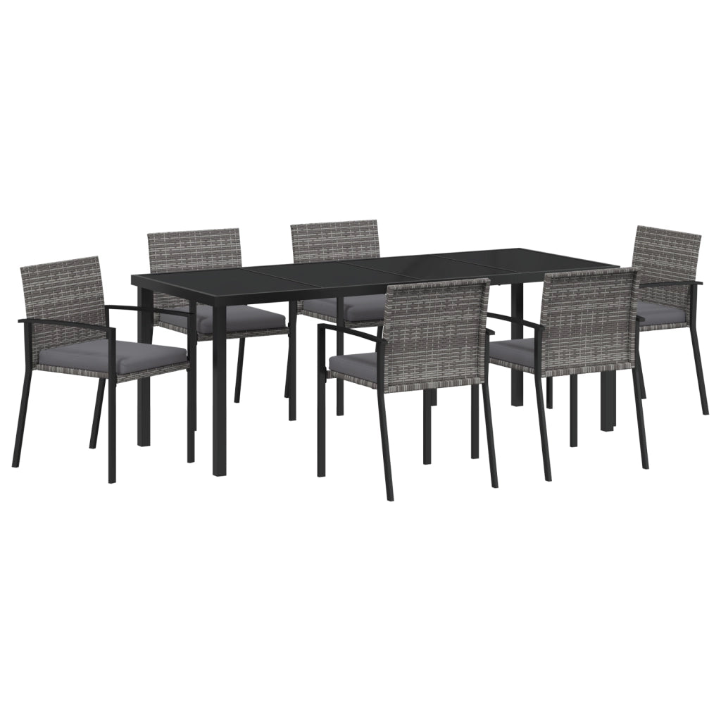 Set da pranzo da giardino da 7 pezzi Grigio Polyrattan