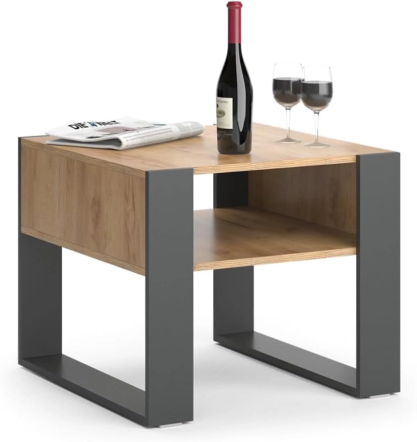 Tavolino da salotto, Antracite, 59.2 x 50.6 cm, adatto per riporre riviste e telecomandi