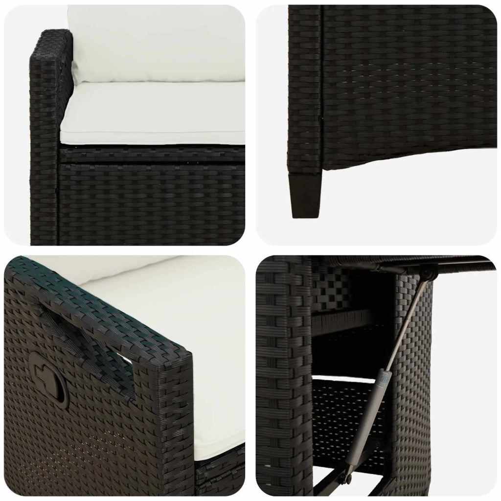 Sedia da giardino reclinabile Nero e Crema 56 x 60 x 112 cm 42026840