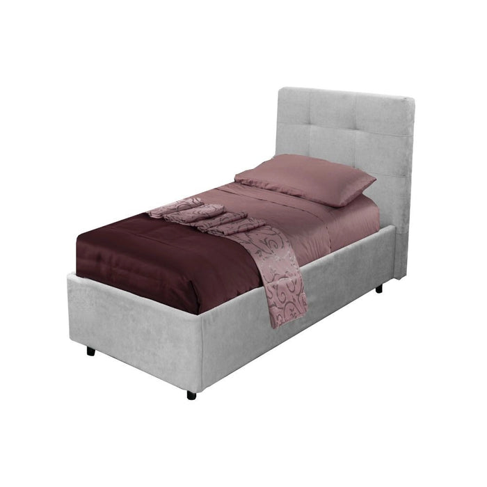 Letto singolo con contenitore Ascoli 102x210x124H tessuto Enjoy grigio