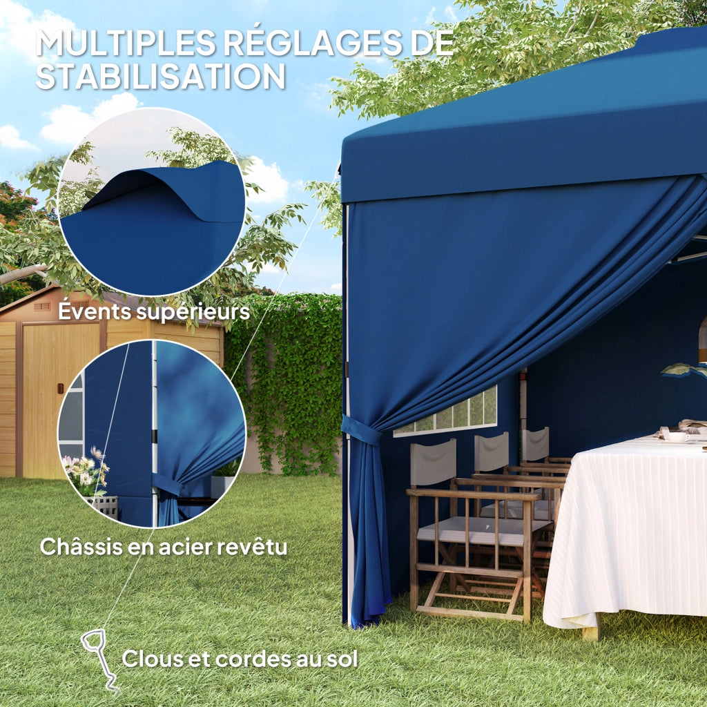Gazebo pieghevole per giardino ¨C ZephMum ¨C Grigio 3x3 m con finestre e ruote