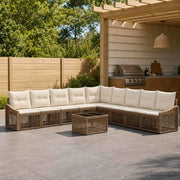 Set Divano da Giardino 10 pz Beige polyrattan 3436032