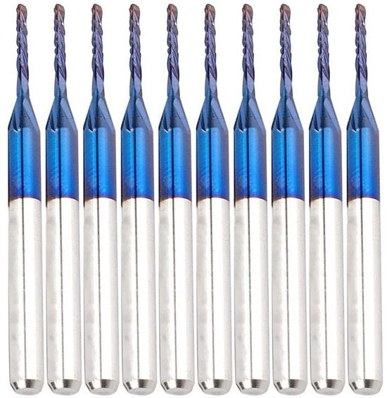 Fasciatura Blu per Fresa a Carburo 3.17mm con Lame per Router CNC per Incisione e Gravatura Pacchetto da 10 (Dimensione: 1.2mm)