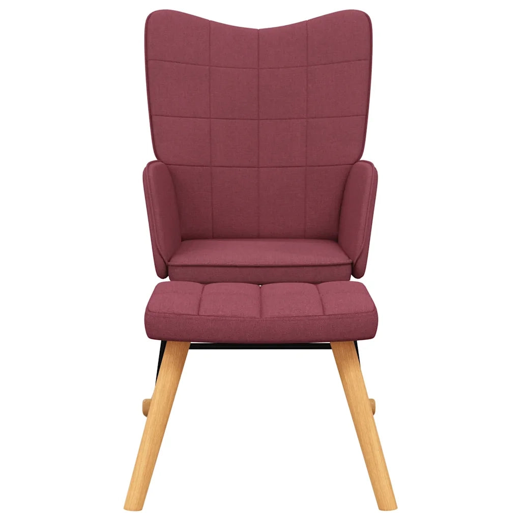 Poltrona a Dondolo con Poggiapiedi Rosso Vino in Tessuto cod mxl 41901