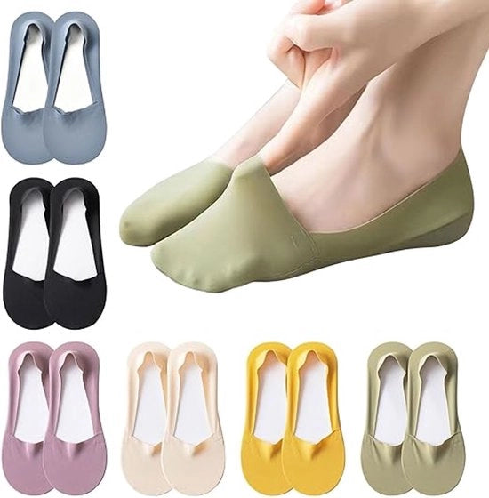 Sokke per donna senza visibilità, antiscivolo, con fodera soffice e basse, in nylon, per scarpe con tacco basso, 6 paia, taglia unica.