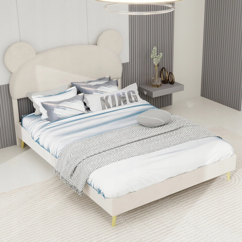 Letto imbottito 140x200 beige minimalista - Xylo