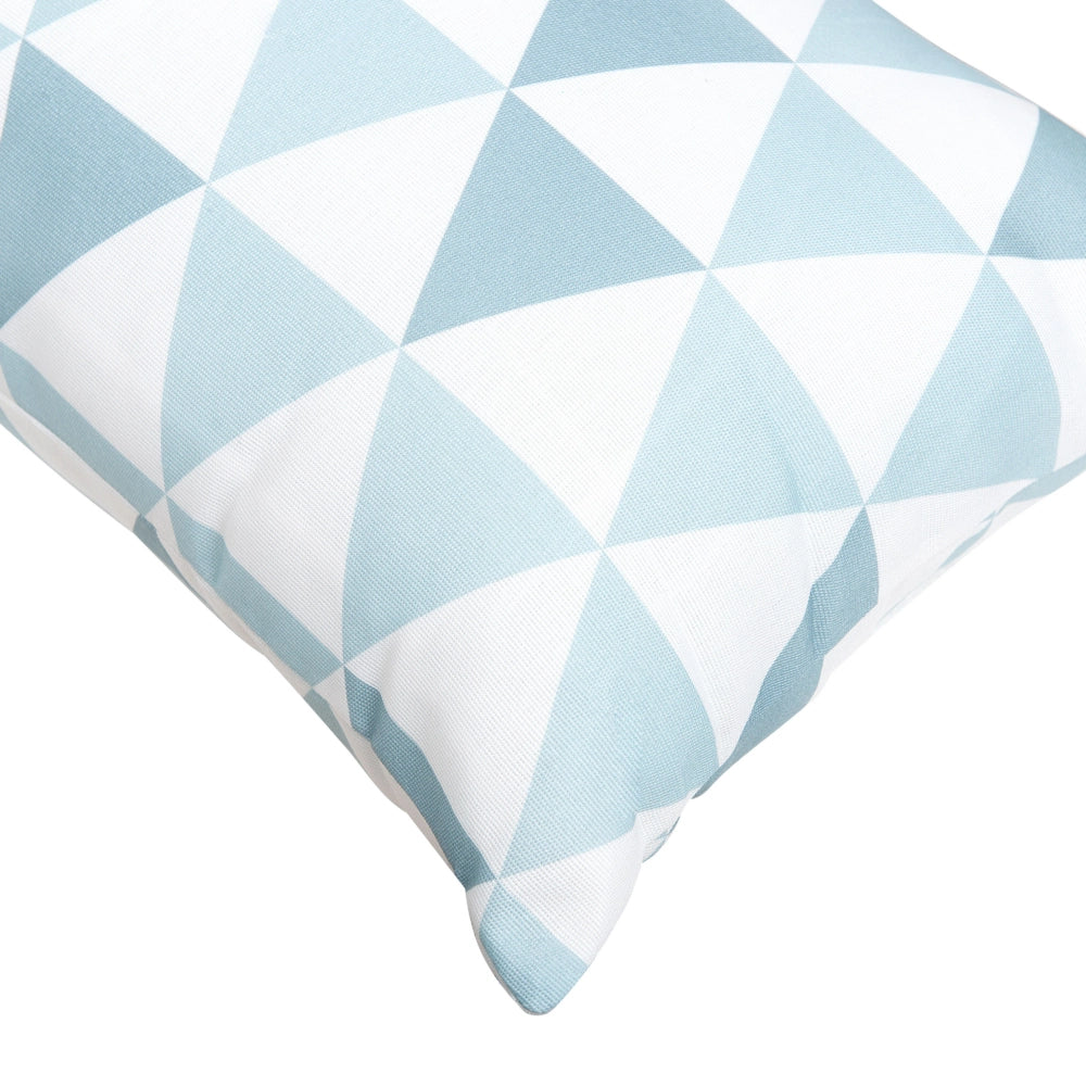 Set di 2 cuscini da esterno in poliestere bianco/azzurro 40 x 70 cm motivo a triangoli