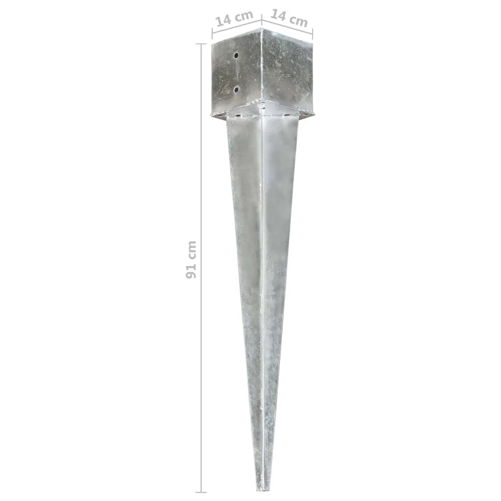 Picchetti di Terra 6 pz Argento 14x14x91 cm in Acciaio Zincato 145428