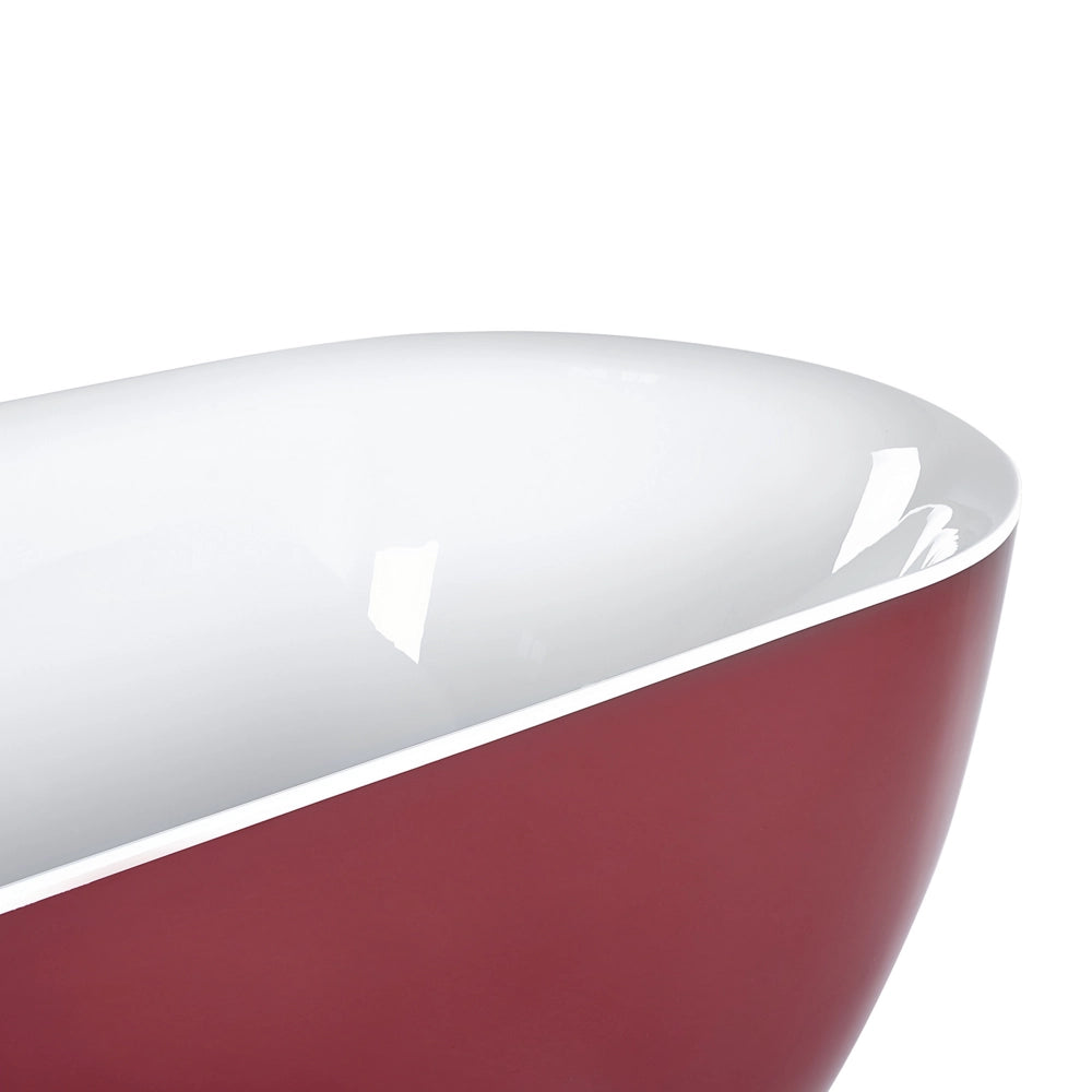 Vasca da Bagno Freestanding Acrilico Sanitario Rosso Bordeaux 170 x 79 cm