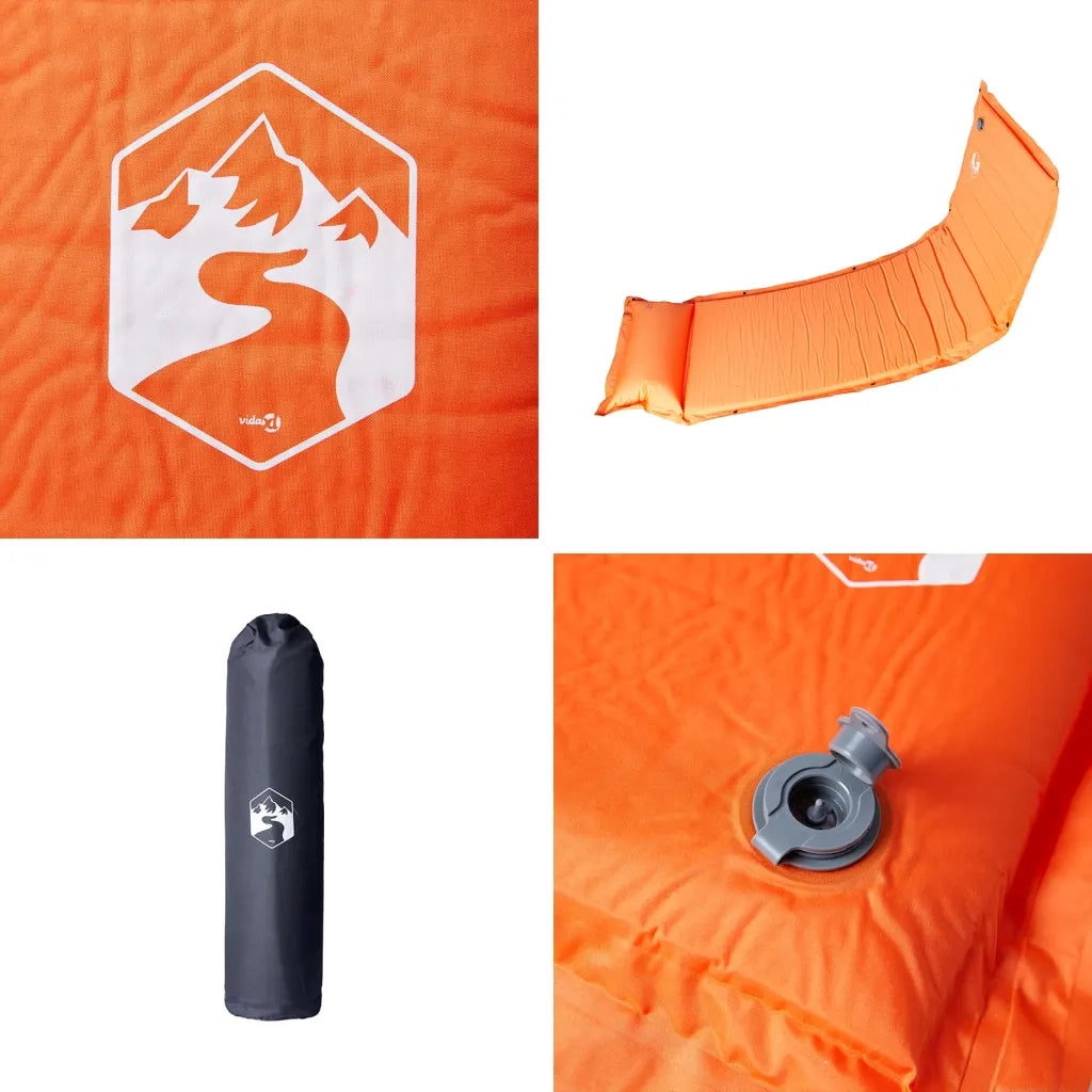 Materasso Campeggio Autogonfiabile Cuscini 1 Persona Arancio