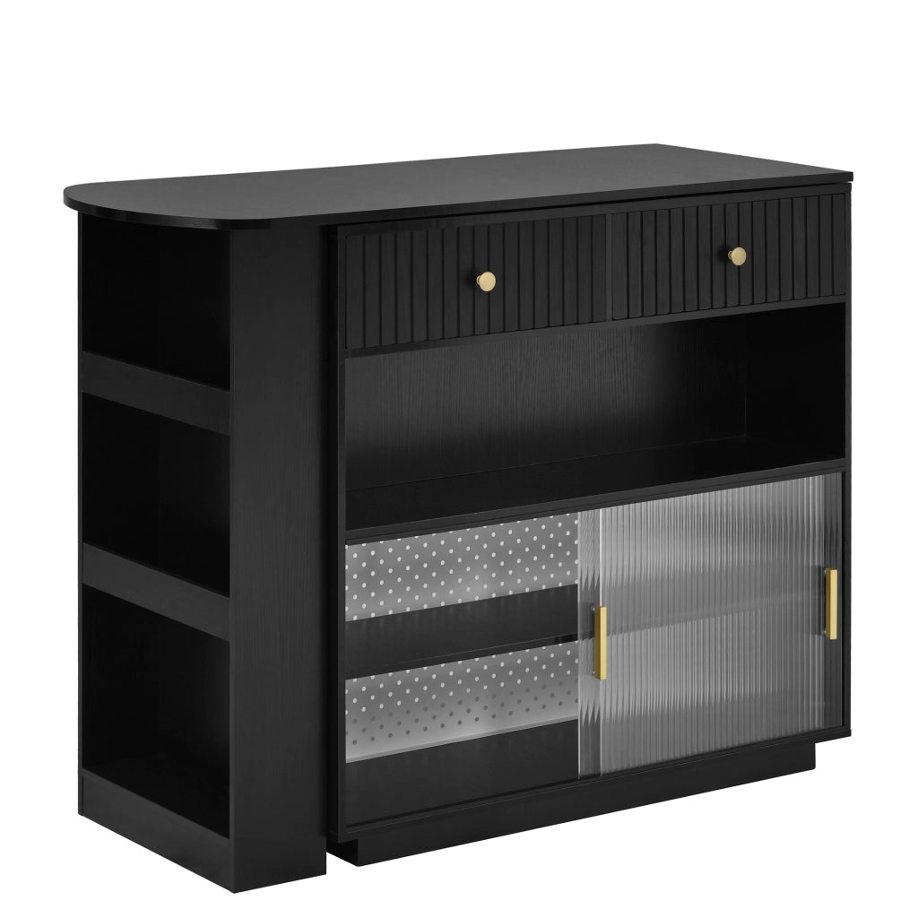 Sideboard estraibile 360¡ã rotante - Zephmum - Con illuminazione LED, pannello forato e prese di corrente, nero