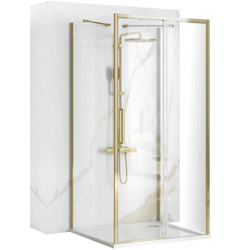 Cabina Doccia A Parete Rea Rapid Slide Gold 100x80