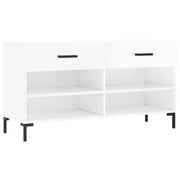 Panca portascarpe/stivali cassettiera mensola mobiletto portaoggetti per ingresso finitura lucida 102 x 35 x 55 cm legno ingegnerizzato bianco 02_0022899