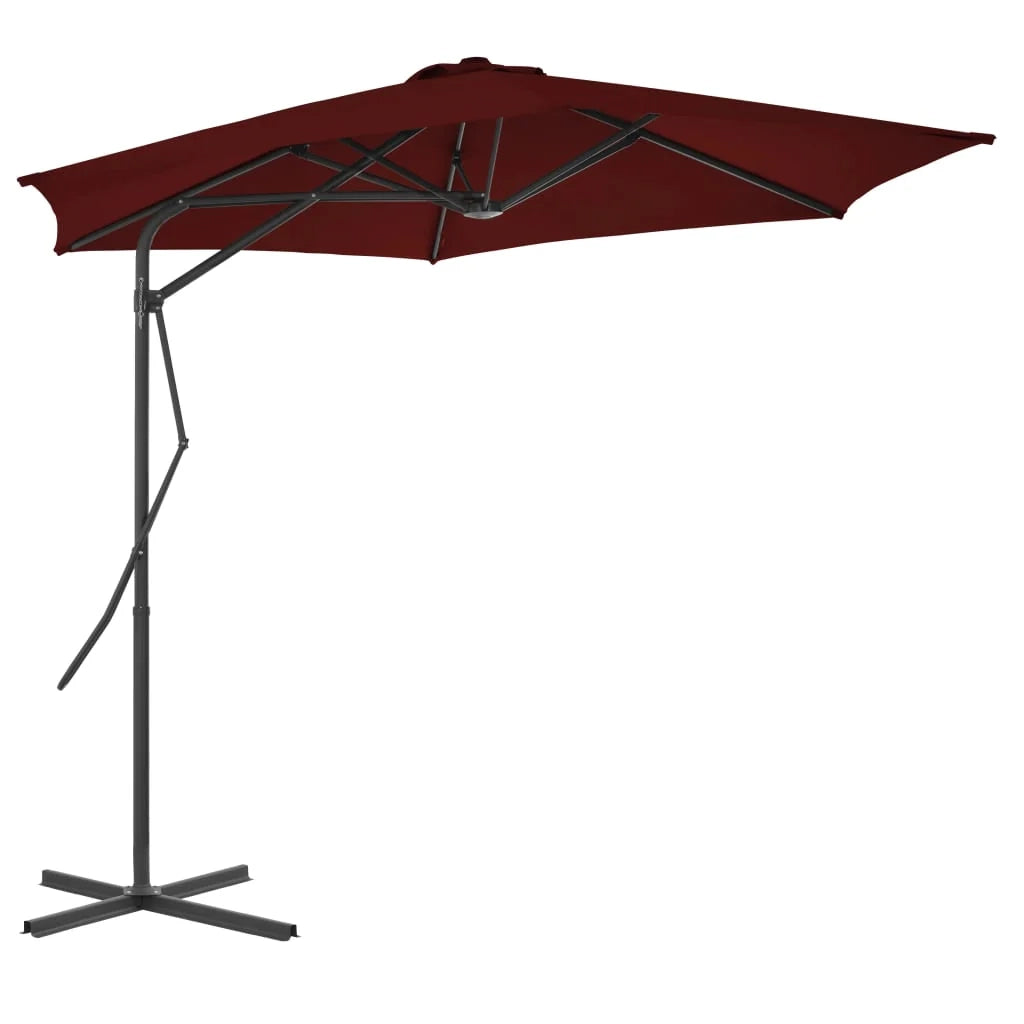 Ombrellone da esterno con palo in acciaio 300 x 230 cm rosso bordeaux 02_0008207