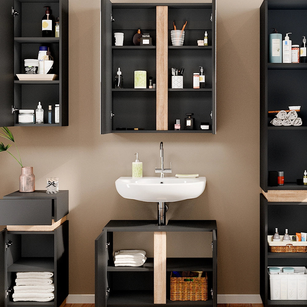 Vicco Set di mobili da bagno Antracite 5 parti