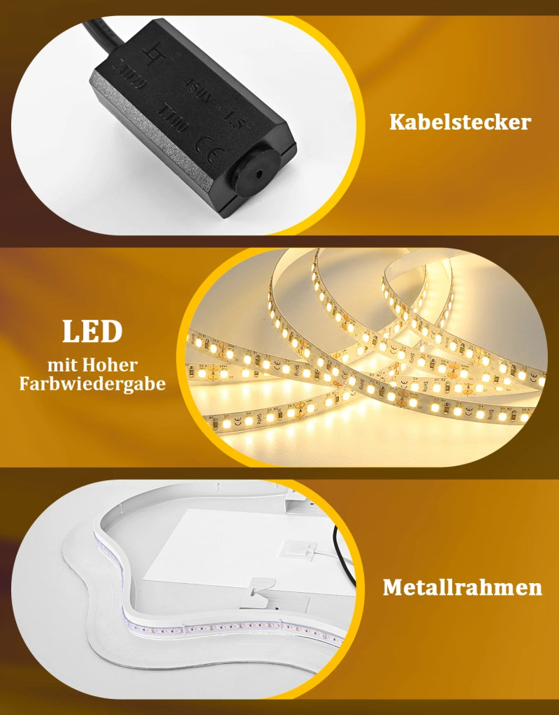 ZMH Specchio da bagno LED asimmetrico 60x80 cm IP44 interruttore touch antiappannante dimmerabile 3000K-6500K parete