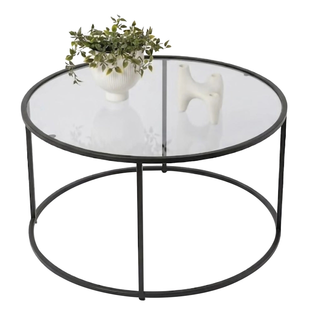 Moena, Tavolino da Salotto Forma Rotondo, 80x80x43h cm Nero
