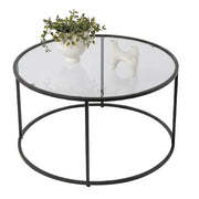 Moena, Tavolino da Salotto Forma Rotondo, 80x80x43h cm Nero