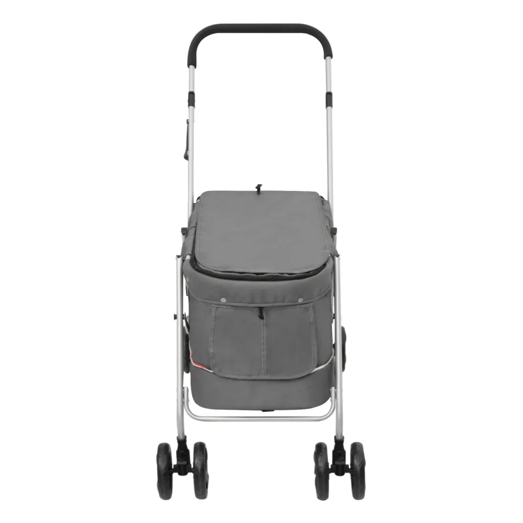 Passeggino Cani Pieghevole Grigio 100x49x96cm Tessuto di Lino 172203