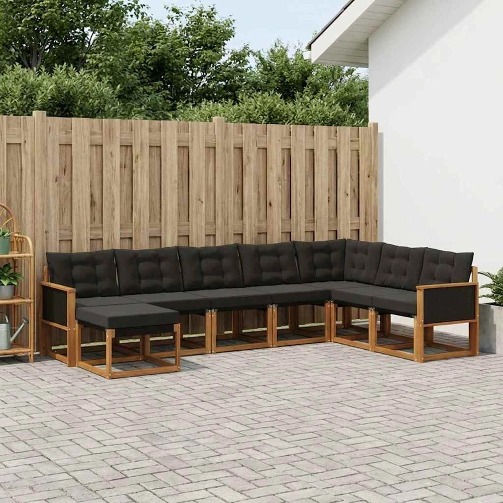 Set di divani da esterno 8 pz Naturale e Nero 3382136