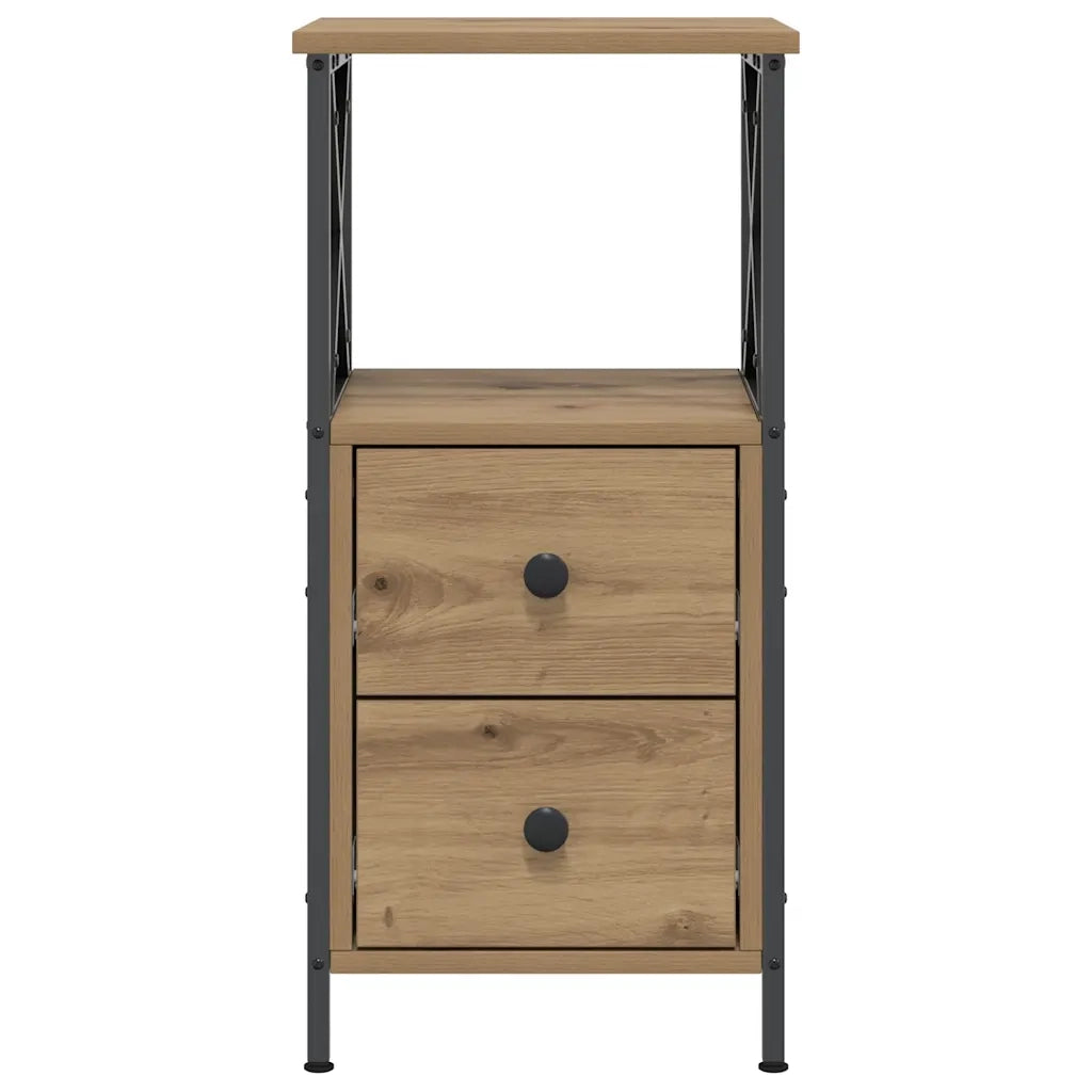 Set di 2 Comodini | Armadio da Notte | Mobiletto da notte Rovere Artigianale 34x35,5x70 cm Legno Multistrato