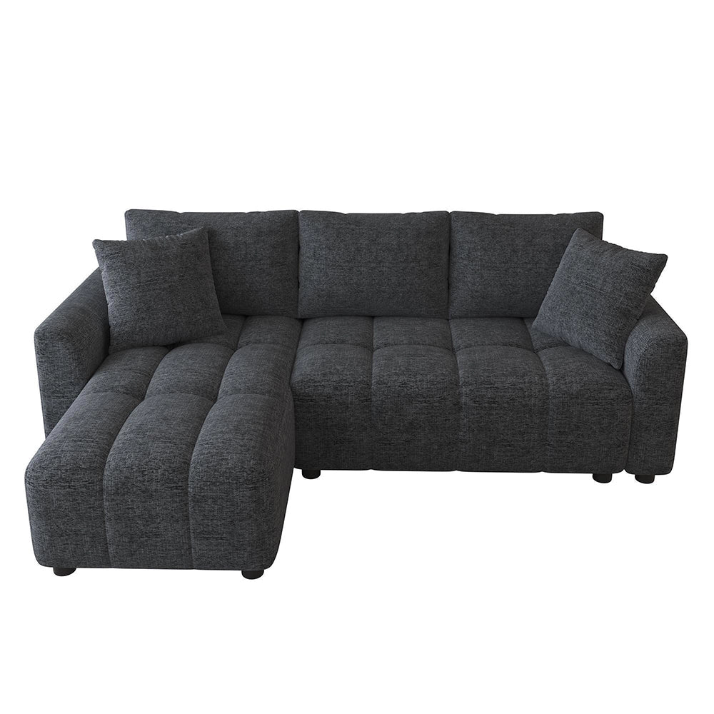 Divano angolare 3 posti - Xylo - Tessuto chenille con 2 cuscini decorativi