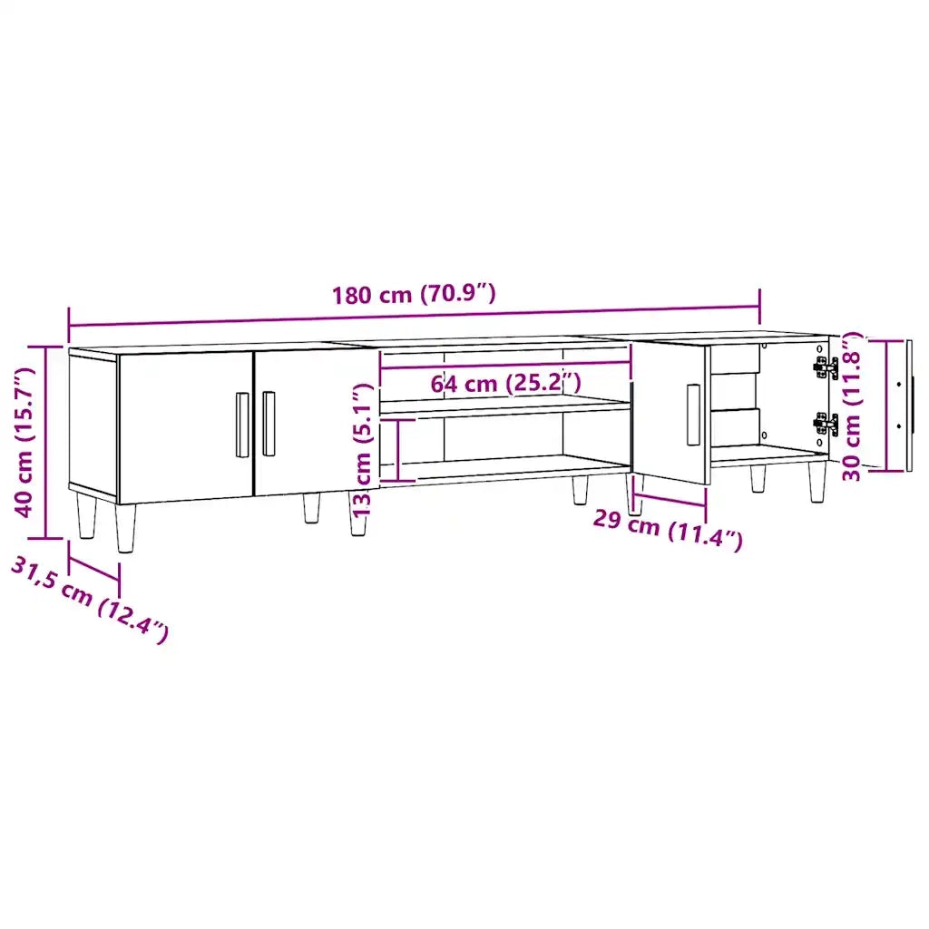 vidaXL Mobile TV Rovere Artigianale 180x31,5x40 cm in Truciolato