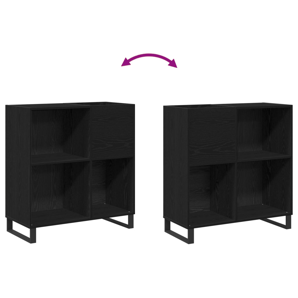 Mobile per Vinili Rovere Nero 84.5x38x90 cm Legno Ingegnerizzato