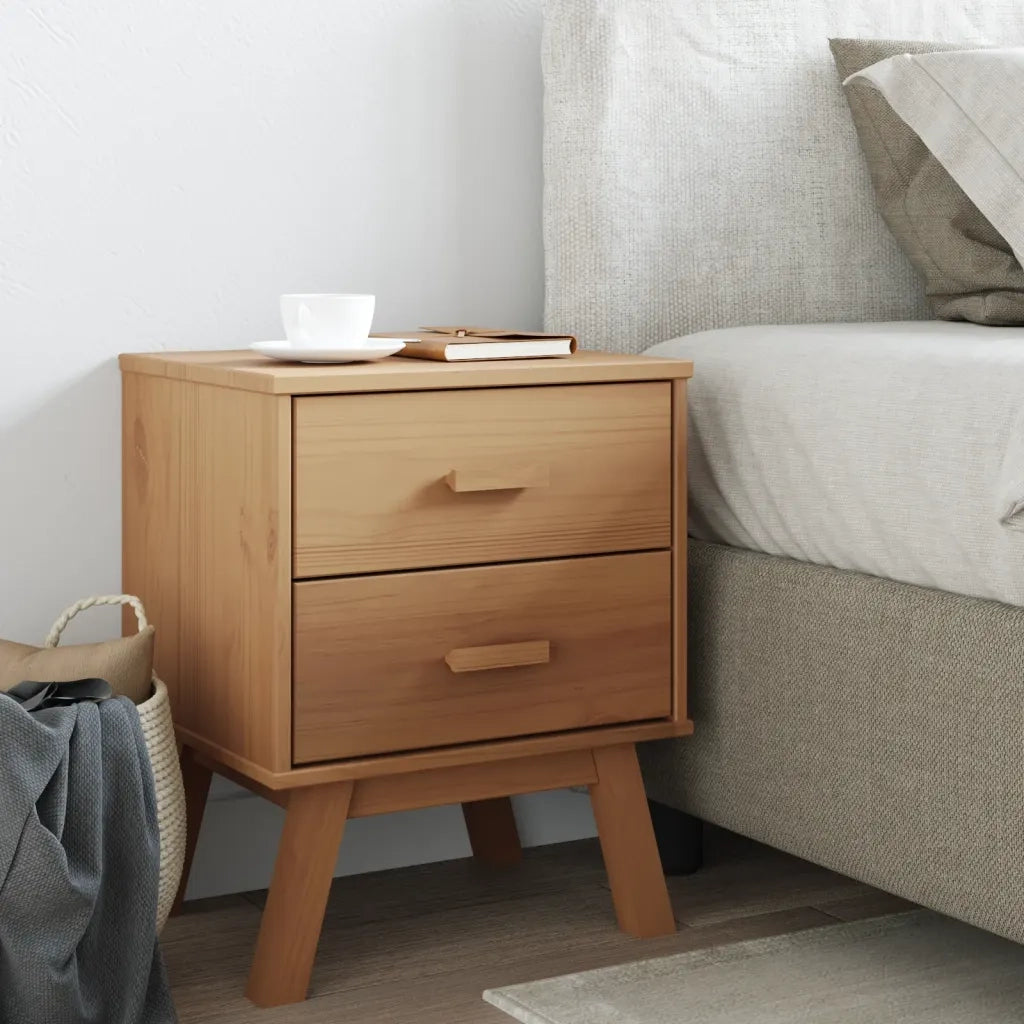 Comodino OLDEN Marrone in Legno Massello di Pinocod mxl 89709