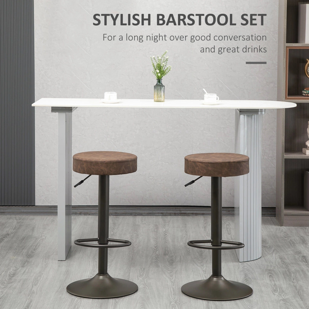 EasyComfort Set 2 Sgabelli Alti Moderno da Bar Girevoli con Poggiapiedi e Altezza Regolabile, in pelle PU, 35x36x64-85cm, Marrone